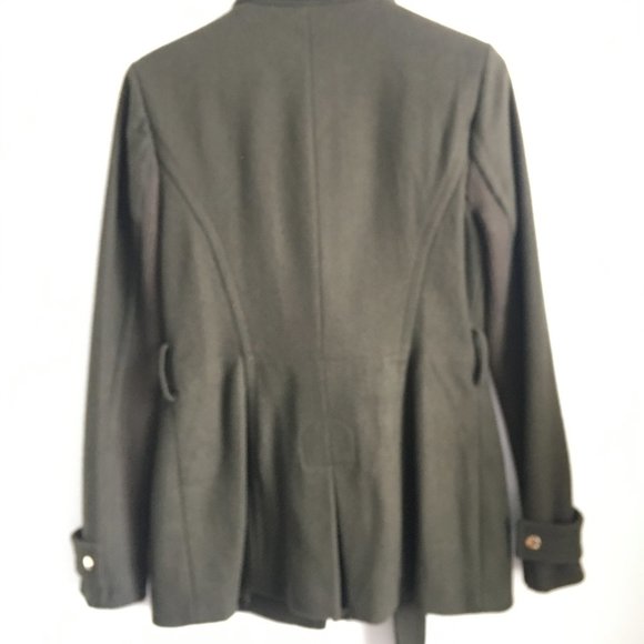 Express Olive Green military style Wool Coat with Gold hardwear, New, Size Small - Picture 8 of 11